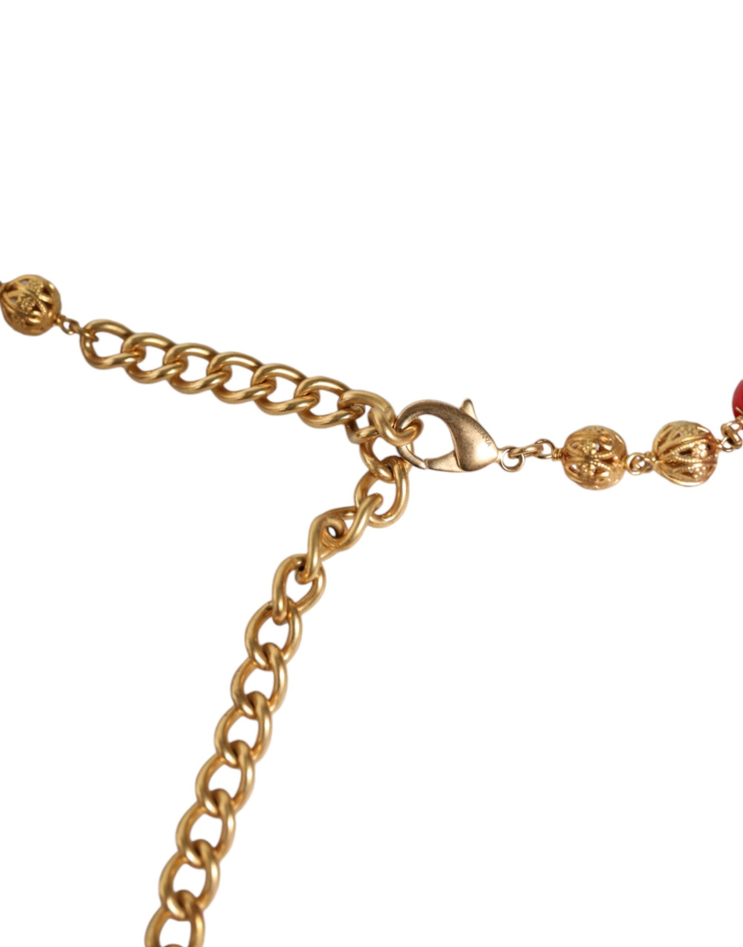 Ceinture Torero Dolce &amp; Gabbana en laiton doré et fourrure rouge avec cristaux