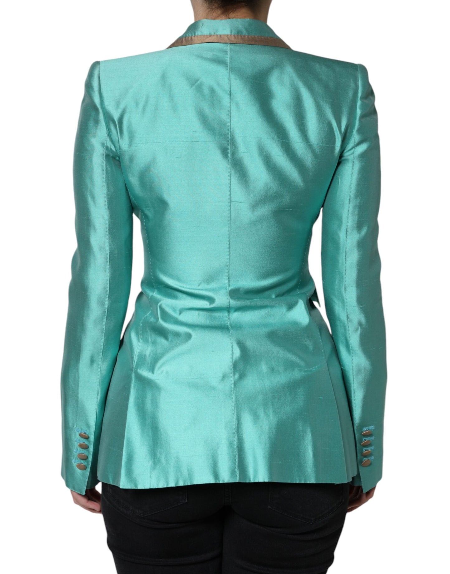 Dolce &amp; Gabbana Chaqueta tipo blazer de un solo pecho en verde metalizado