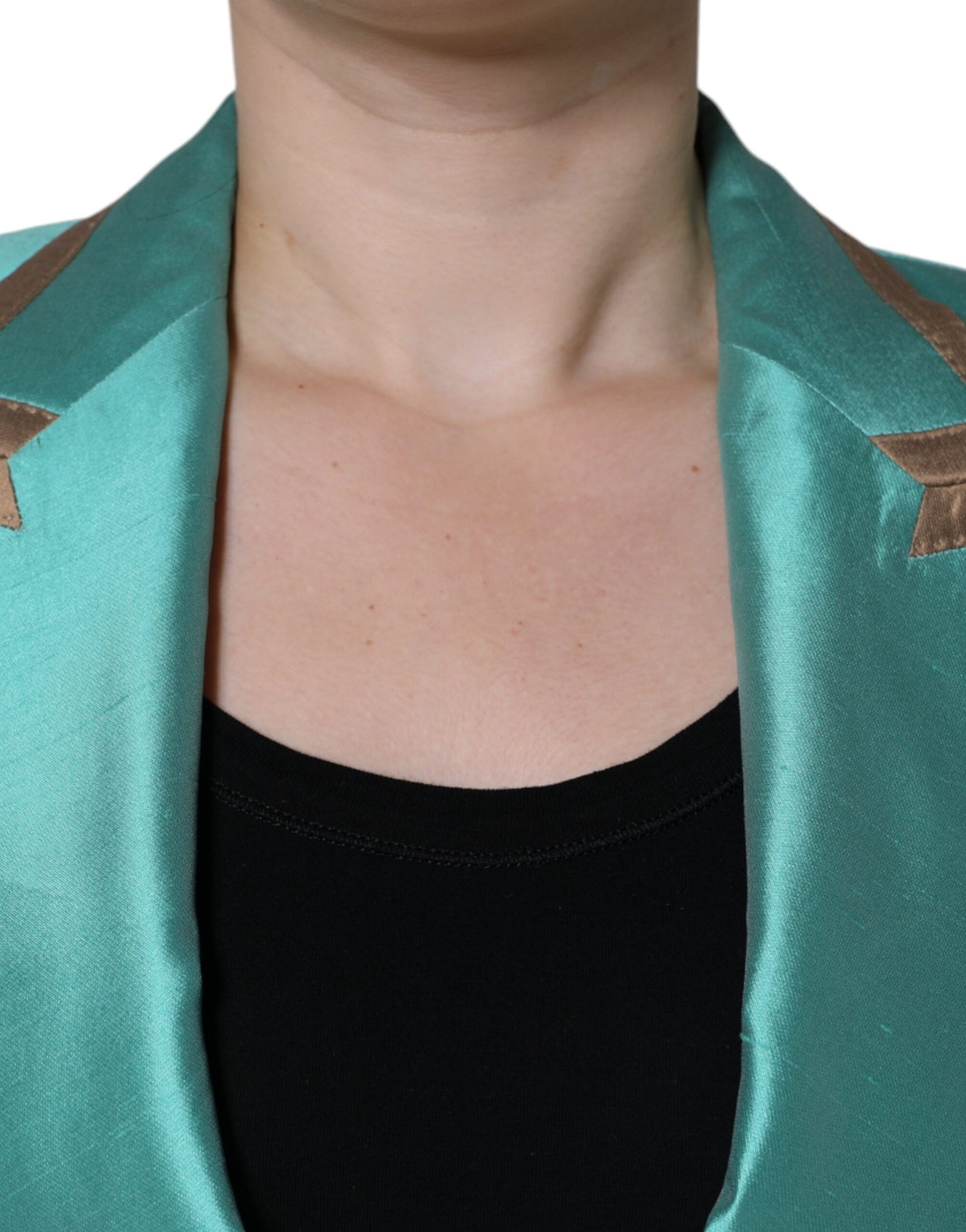 Dolce &amp; Gabbana Chaqueta tipo blazer de un solo pecho en verde metalizado