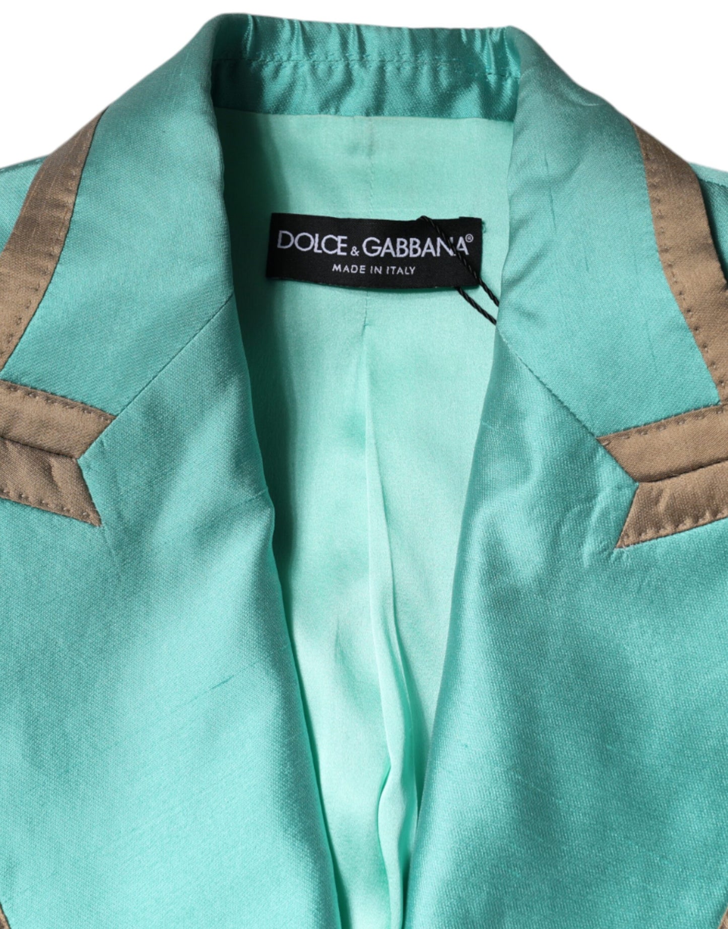 Dolce &amp; Gabbana Chaqueta tipo blazer de un solo pecho en verde metalizado