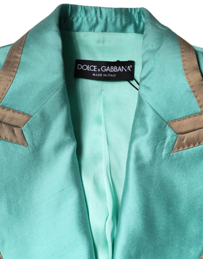 Dolce &amp; Gabbana Chaqueta tipo blazer de un solo pecho en verde metalizado