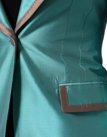 Dolce &amp; Gabbana Chaqueta tipo blazer de un solo pecho en verde metalizado