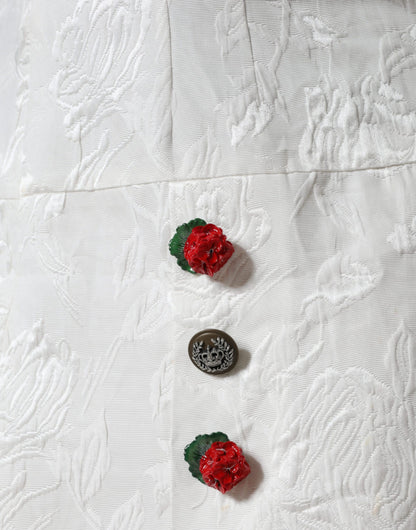 Dolce &amp; Gabbana Minifalda con adornos de brocado floral blanco