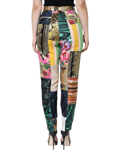 Dolce &amp; Gabbana Multicolor Patchwork Jacquard High Waist Pants