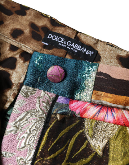 Dolce &amp; Gabbana Multicolor Patchwork Jacquard High Waist Pants