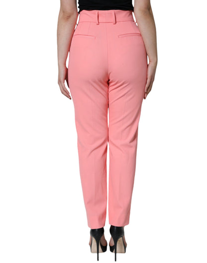 Dolce &amp; Gabbana Rose Pink Polyester High Waist Tapered Pants