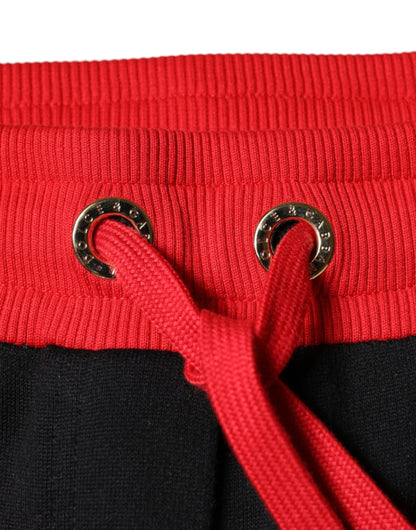 Dolce &amp; Gabbana Black Red Cherry Mid Waist Jogger Pants