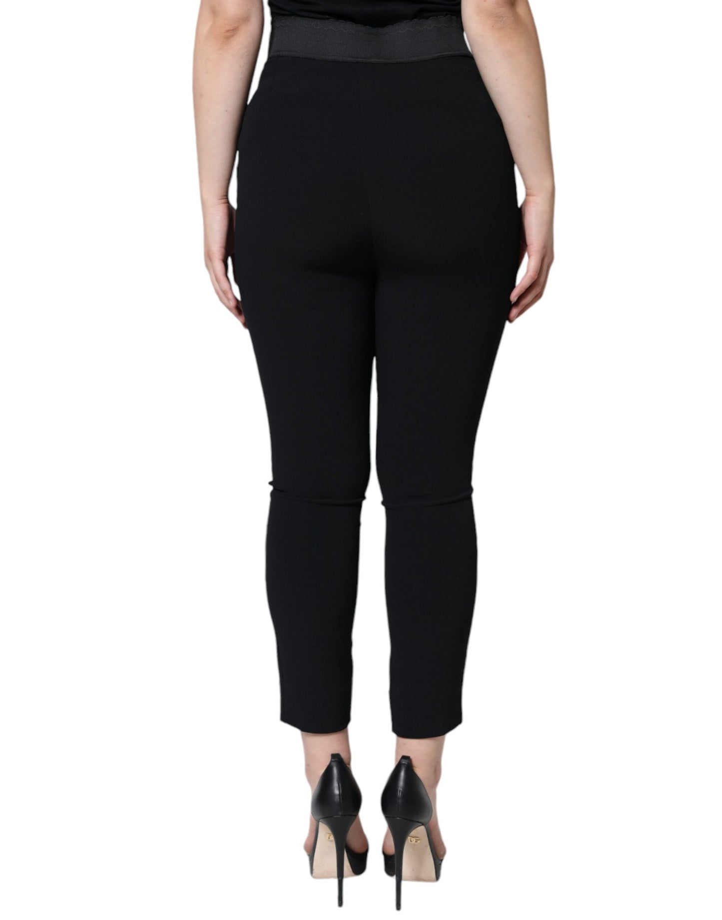 Dolce &amp; Gabbana Black Viscose High Waist Tapered Pants