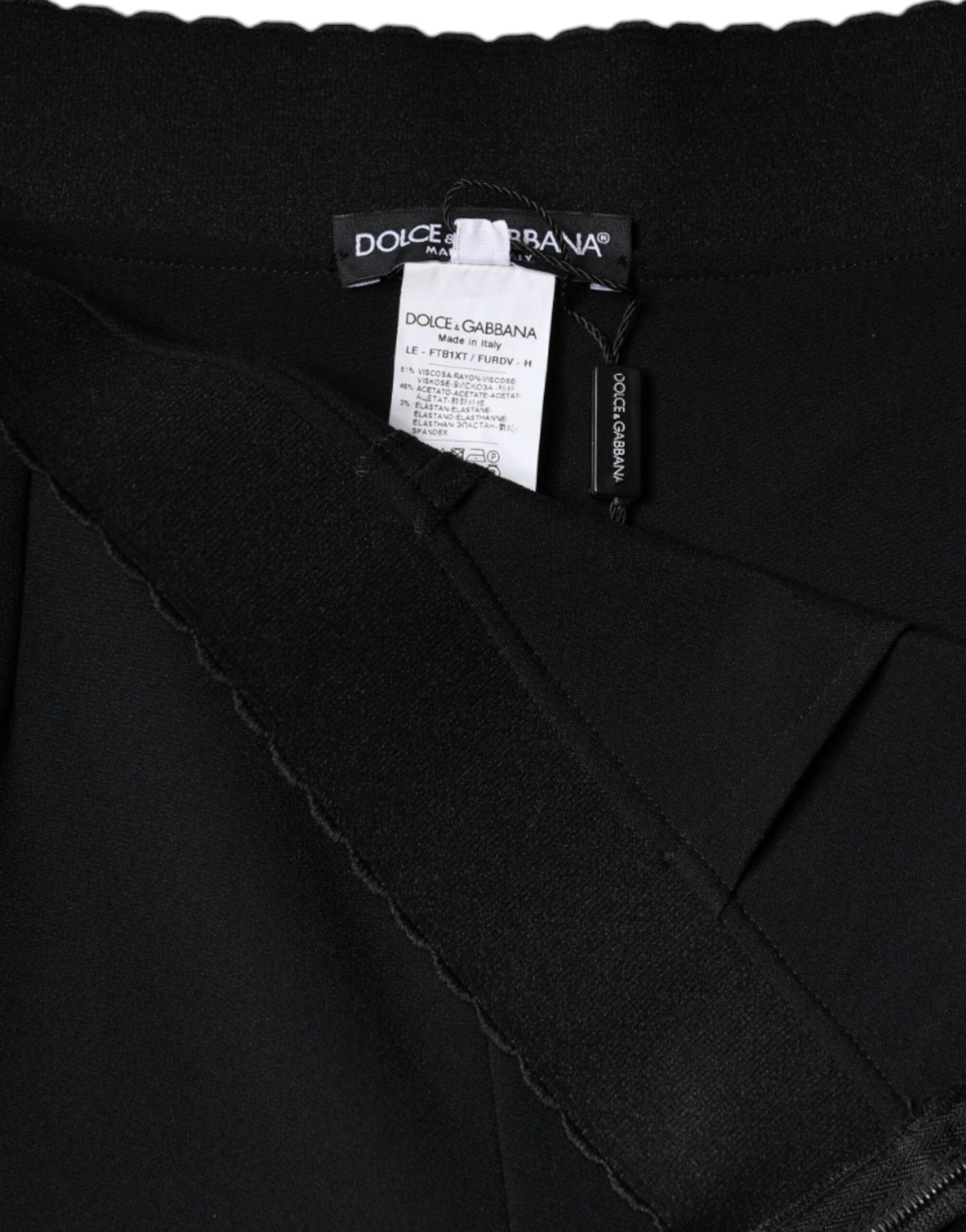 Dolce &amp; Gabbana Black Viscose High Waist Tapered Pants