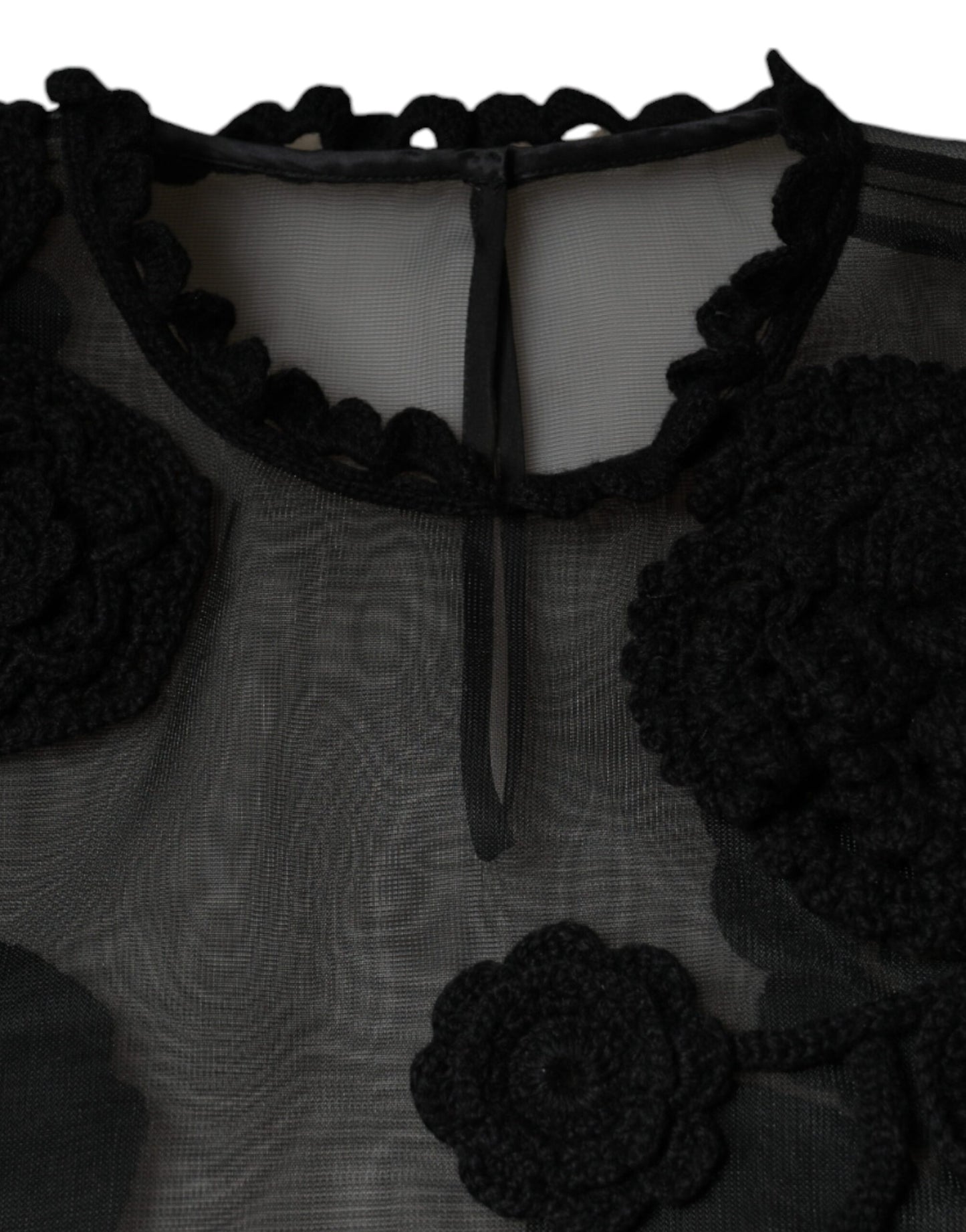 Dolce &amp; Gabbana Black Nylon Mesh Transparent Floral Blouse
