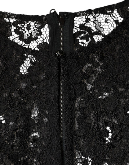 Dolce &amp; Gabbana Black Floral Lace See Through Long Sleeve Top