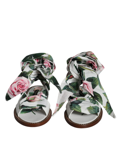 Dolce &amp; Gabbana Zapatos con sandalias cruzadas al tobillo con estampado floral multicolor