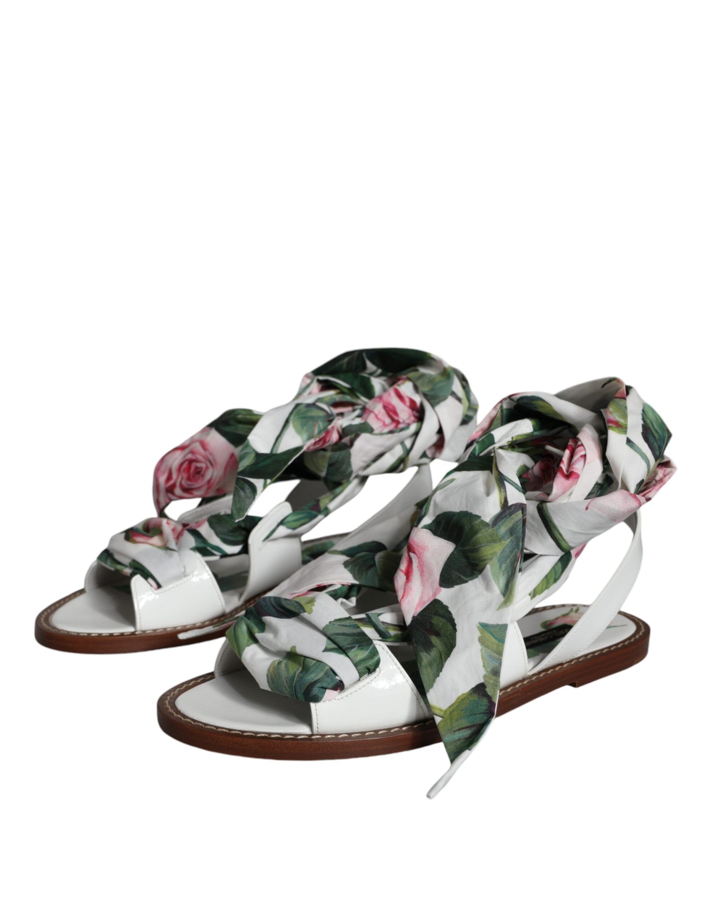 Dolce &amp; Gabbana Zapatos con sandalias cruzadas al tobillo con estampado floral multicolor