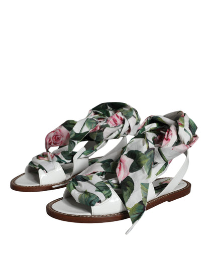 Dolce &amp; Gabbana Zapatos con sandalias cruzadas al tobillo con estampado floral multicolor