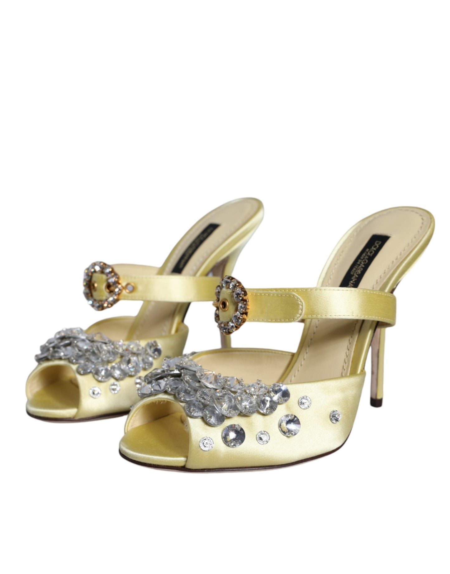 Dolce &amp; Gabbana Zapatos sandalias de cristal de satén Mary Janes amarillos