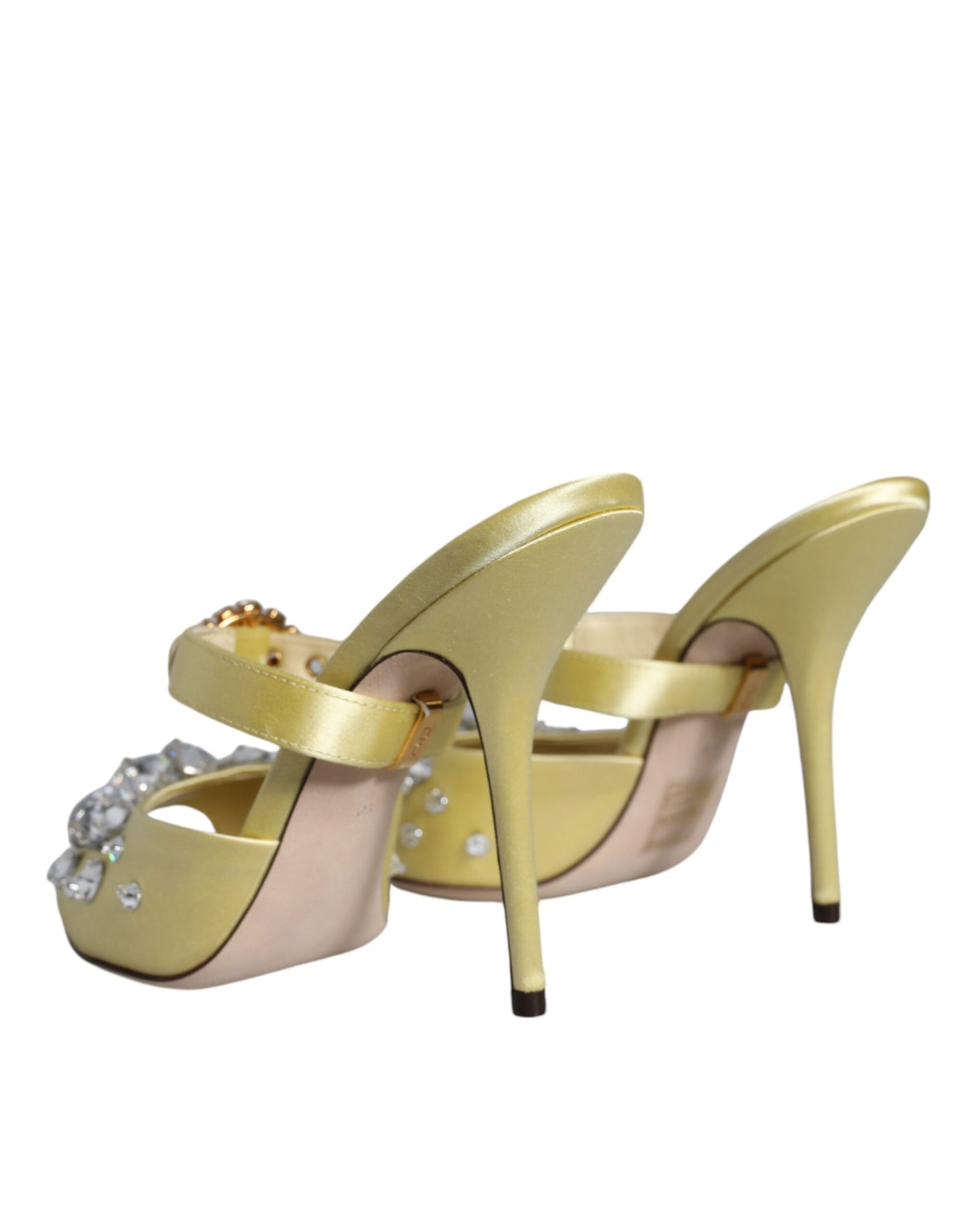 Dolce &amp; Gabbana Zapatos sandalias de cristal de satén Mary Janes amarillos