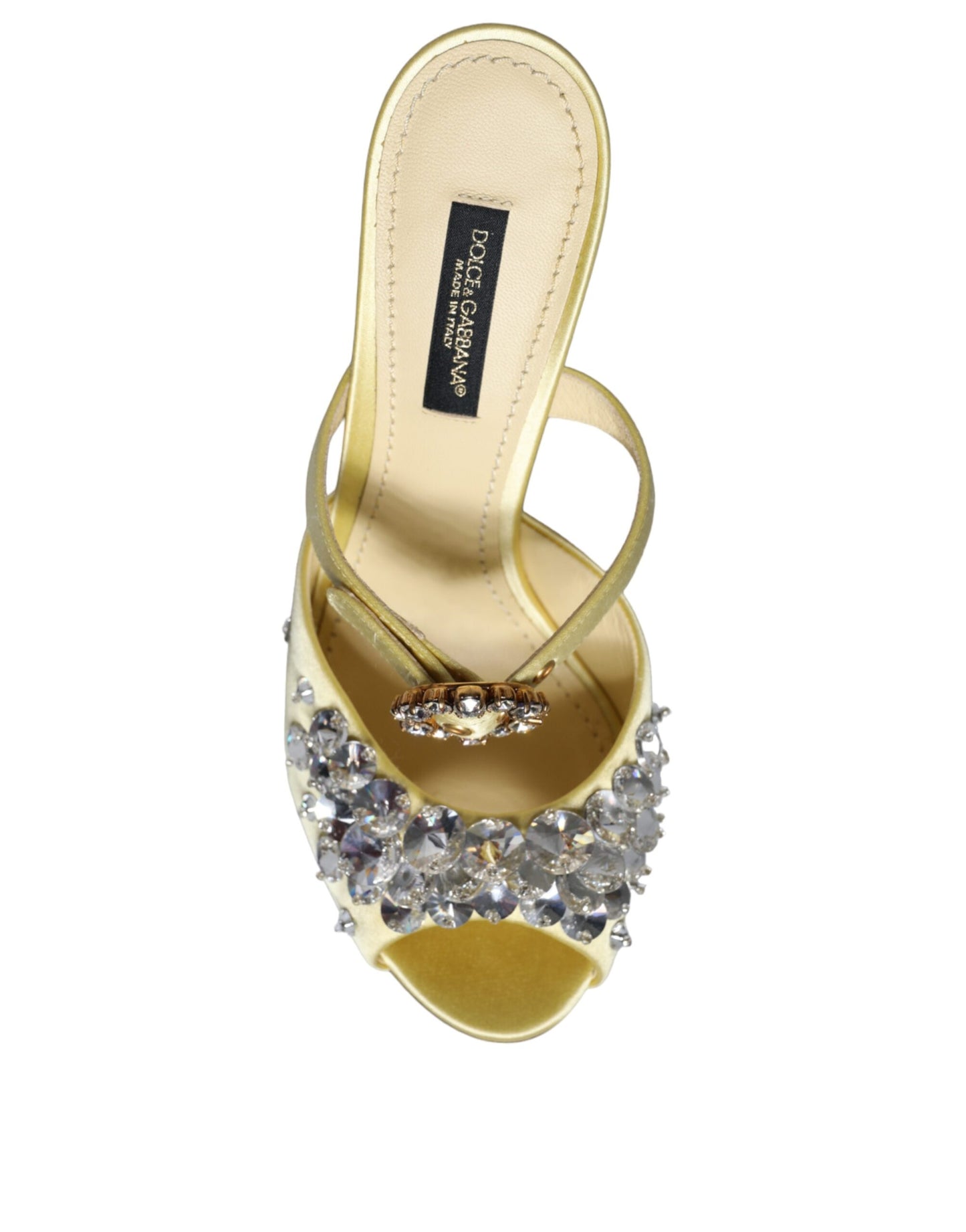 Dolce &amp; Gabbana Zapatos sandalias de cristal de satén Mary Janes amarillos