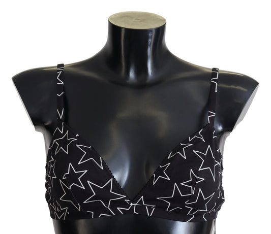 Soutien-gorge sans armatures en coton noir Dolce &amp; Gabbana Millennials Star