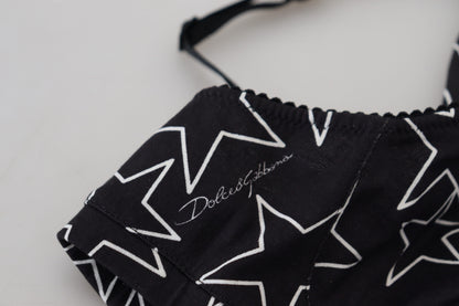 Soutien-gorge sans armatures en coton noir Dolce &amp; Gabbana Millennials Star