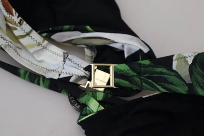 Dolce &amp; Gabbana Black Floral Halter Beachwear Swimwear Bikini Top