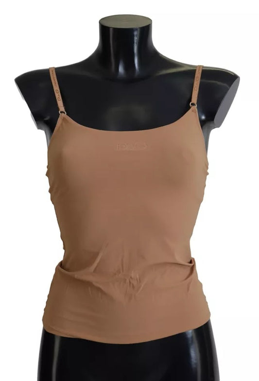 Sous-vêtements sans manches en nylon extensible marron Dolce &amp; Gabbana