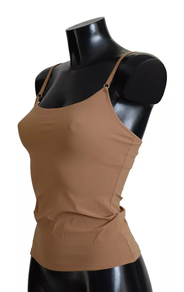 Sous-vêtements sans manches en nylon extensible marron Dolce &amp; Gabbana