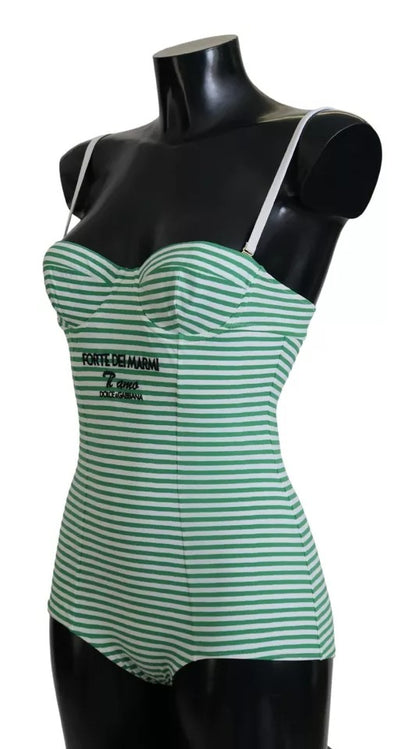 Dolce &amp; Gabbana Traje de baño de una pieza con rayas verdes y blancas