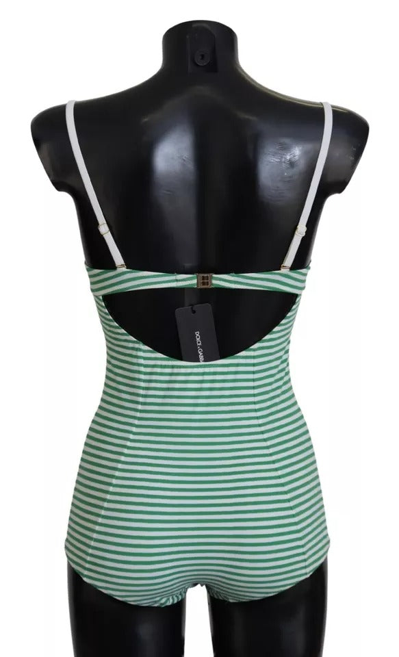 Dolce &amp; Gabbana Traje de baño de una pieza con rayas verdes y blancas