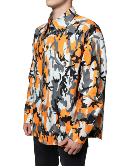 Dolce &amp; Gabbana Chaqueta vaquera con cuello de algodón con camuflaje multicolor