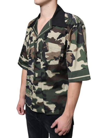 Dolce &amp; Gabbana Camisa casual con botones de camuflaje multicolor para hombre