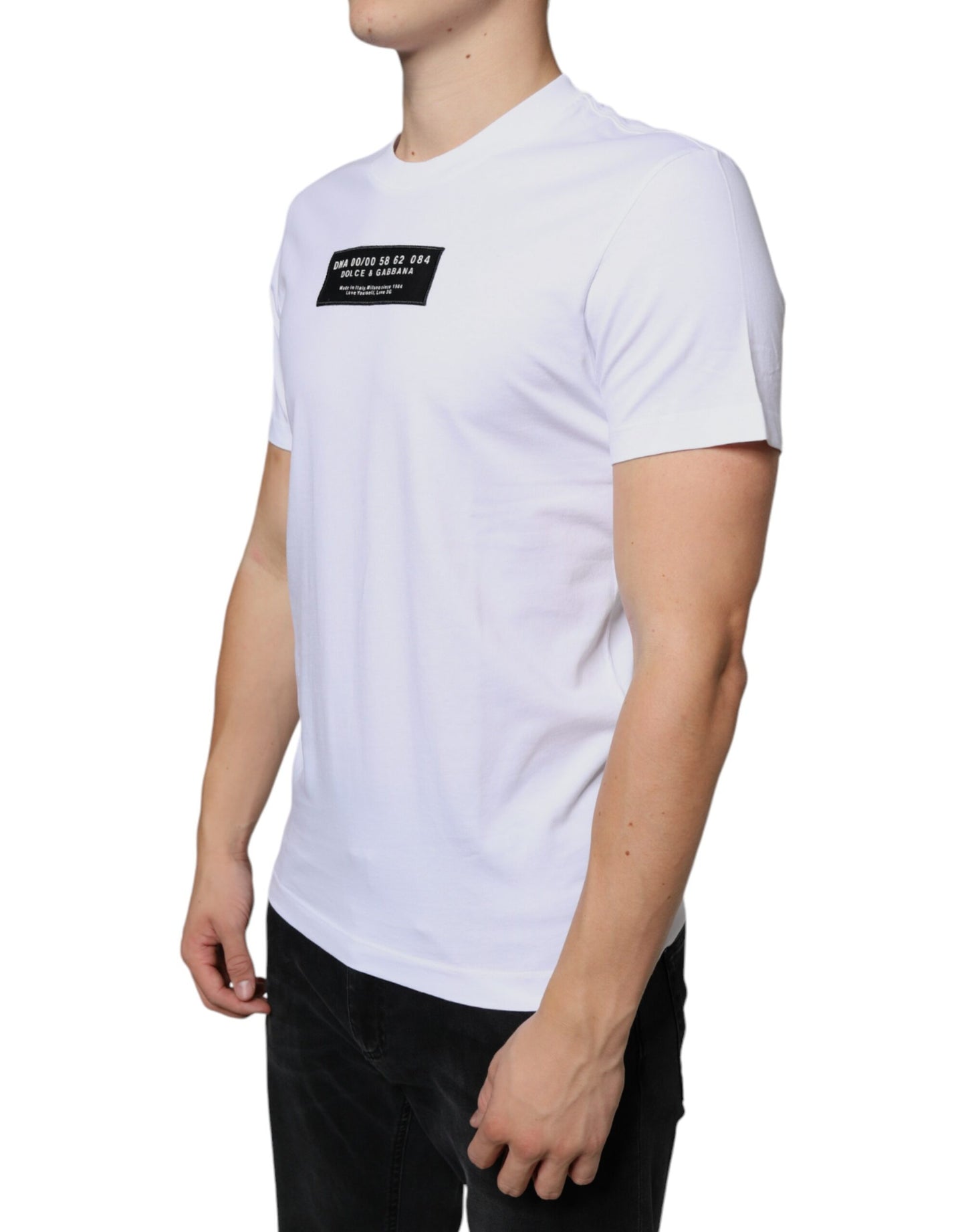 Dolce &amp; Gabbana Camiseta casual de algodón blanco con apliques DG