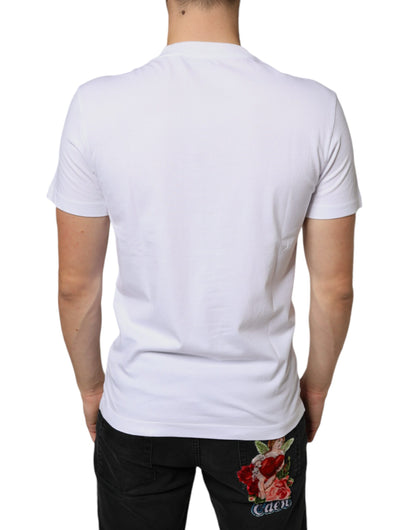 Dolce &amp; Gabbana Camiseta casual de algodón blanco con apliques DG