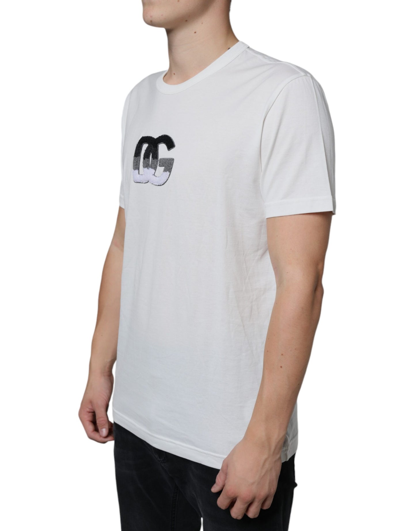 Dolce &amp; Gabbana Camiseta blanca con logo DG de algodón