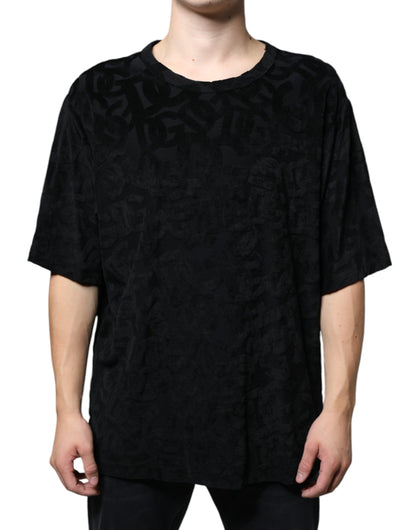 Dolce &amp; Gabbana Camiseta negra con estampado del logo DG Mania