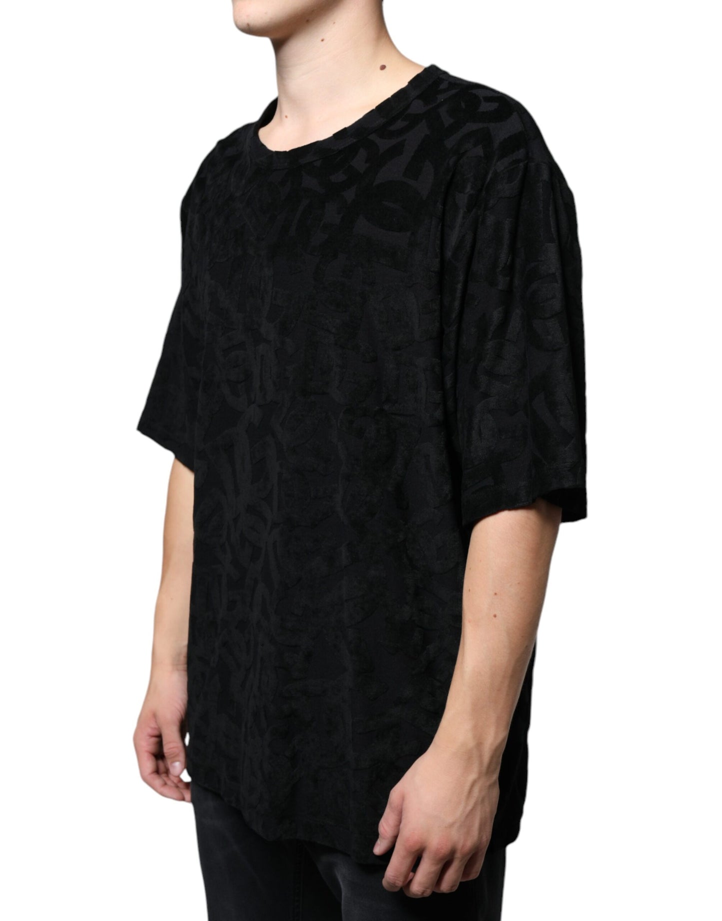 Dolce &amp; Gabbana Camiseta negra con estampado del logo DG Mania