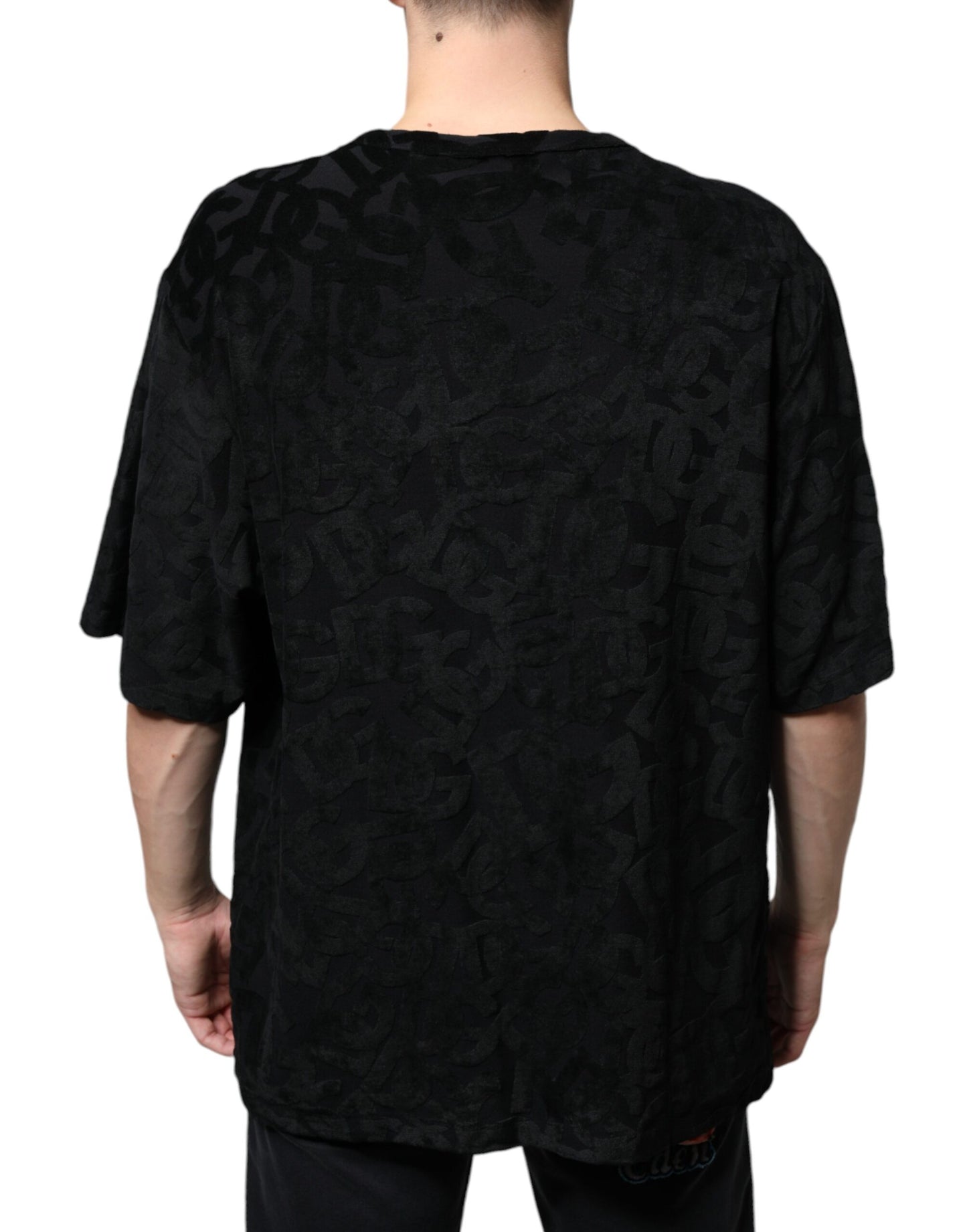 Dolce &amp; Gabbana Camiseta negra con estampado del logo DG Mania