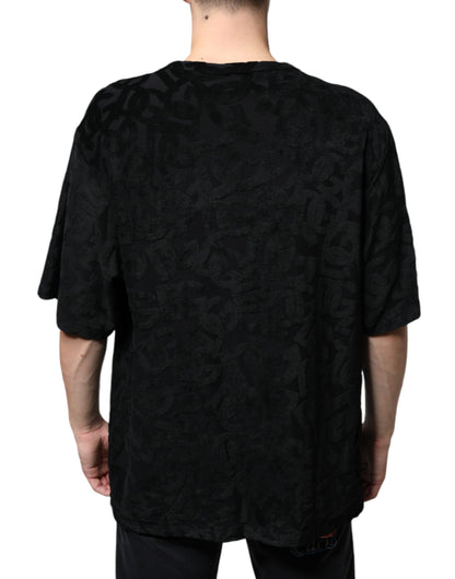 Dolce &amp; Gabbana Camiseta negra con estampado del logo DG Mania