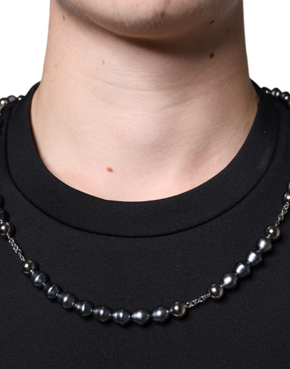 Dolce &amp; Gabbana Camiseta con adornos y collar de poliéster negro