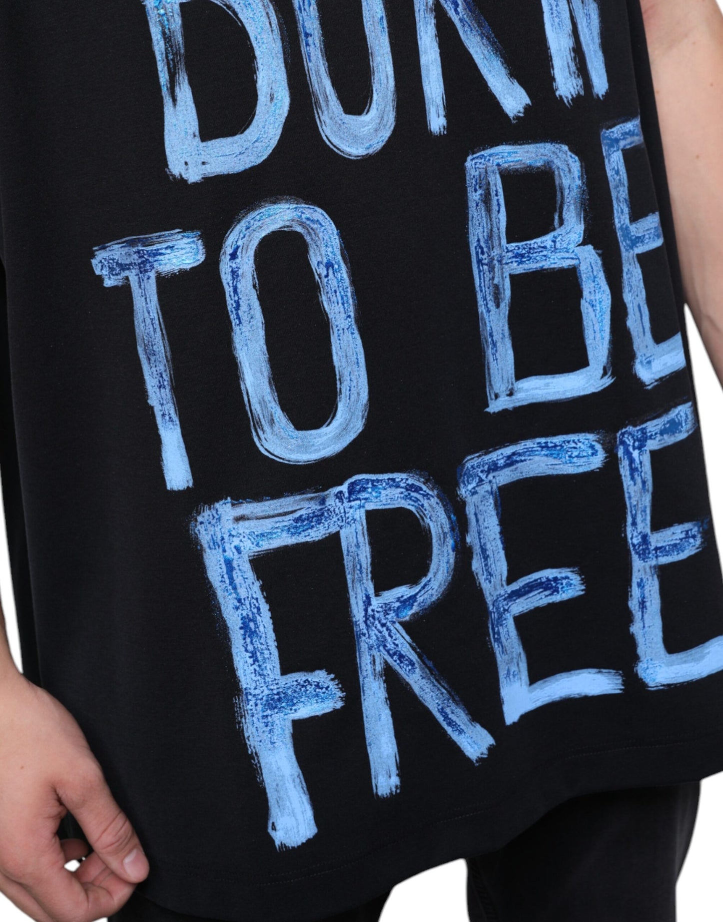 Dolce &amp; Gabbana Camiseta sin mangas de algodón negra Born To Be Free