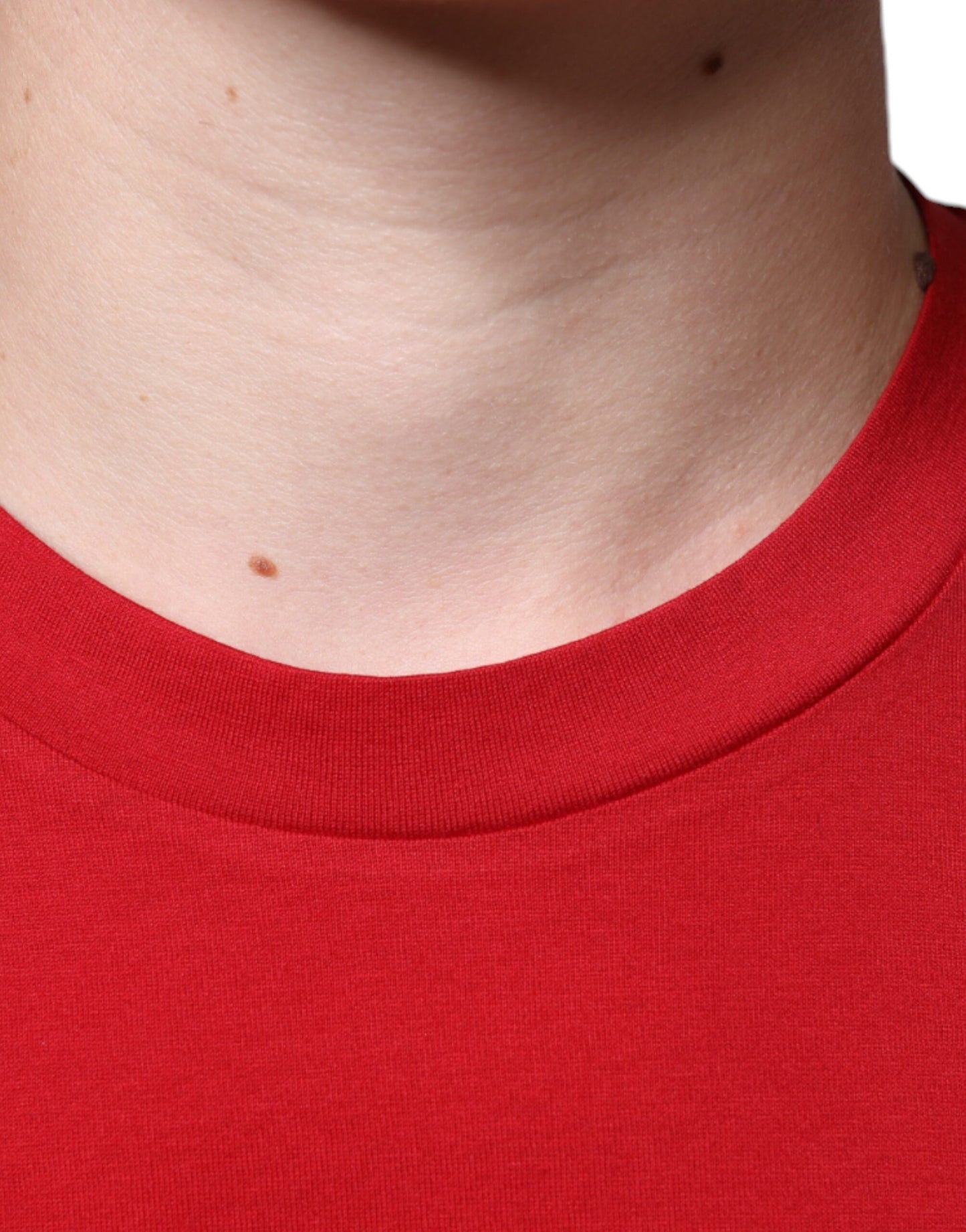 Dolce &amp; Gabbana Camiseta roja con cuello redondo y estampado del logo DG de algodón