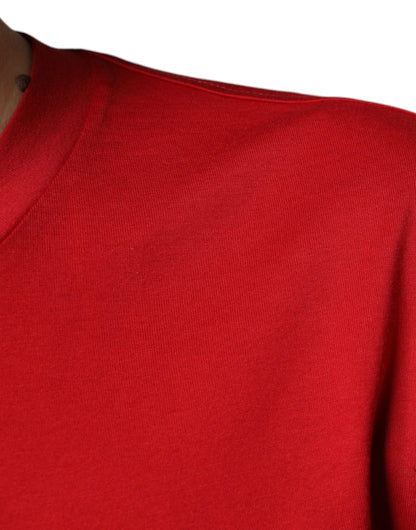 Dolce &amp; Gabbana Camiseta roja con cuello redondo y estampado del logo DG de algodón