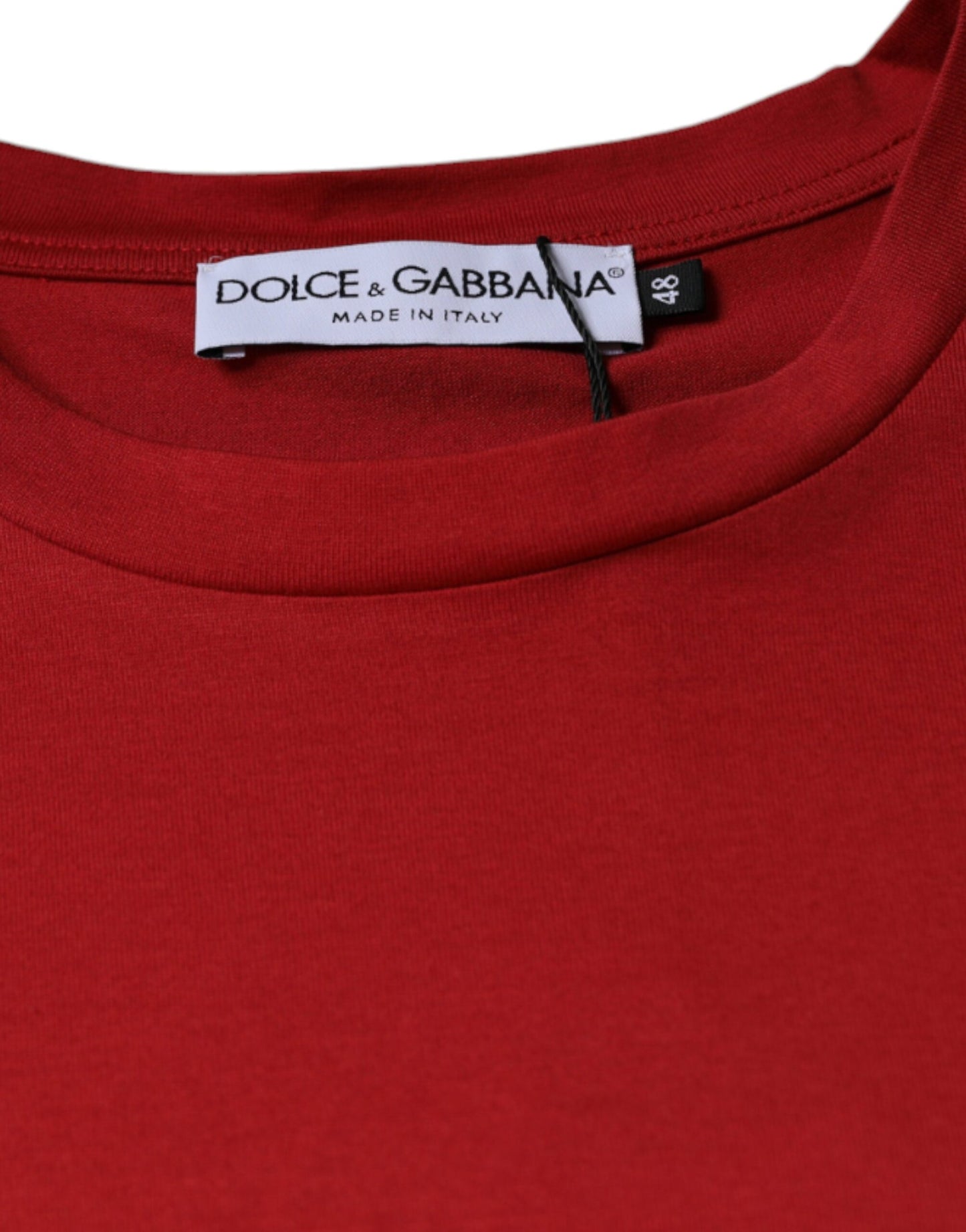 Dolce &amp; Gabbana Camiseta roja con cuello redondo y estampado del logo DG de algodón