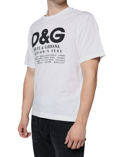 Dolce &amp; Gabbana Camiseta casual con estampado de logo DG de algodón blanco
