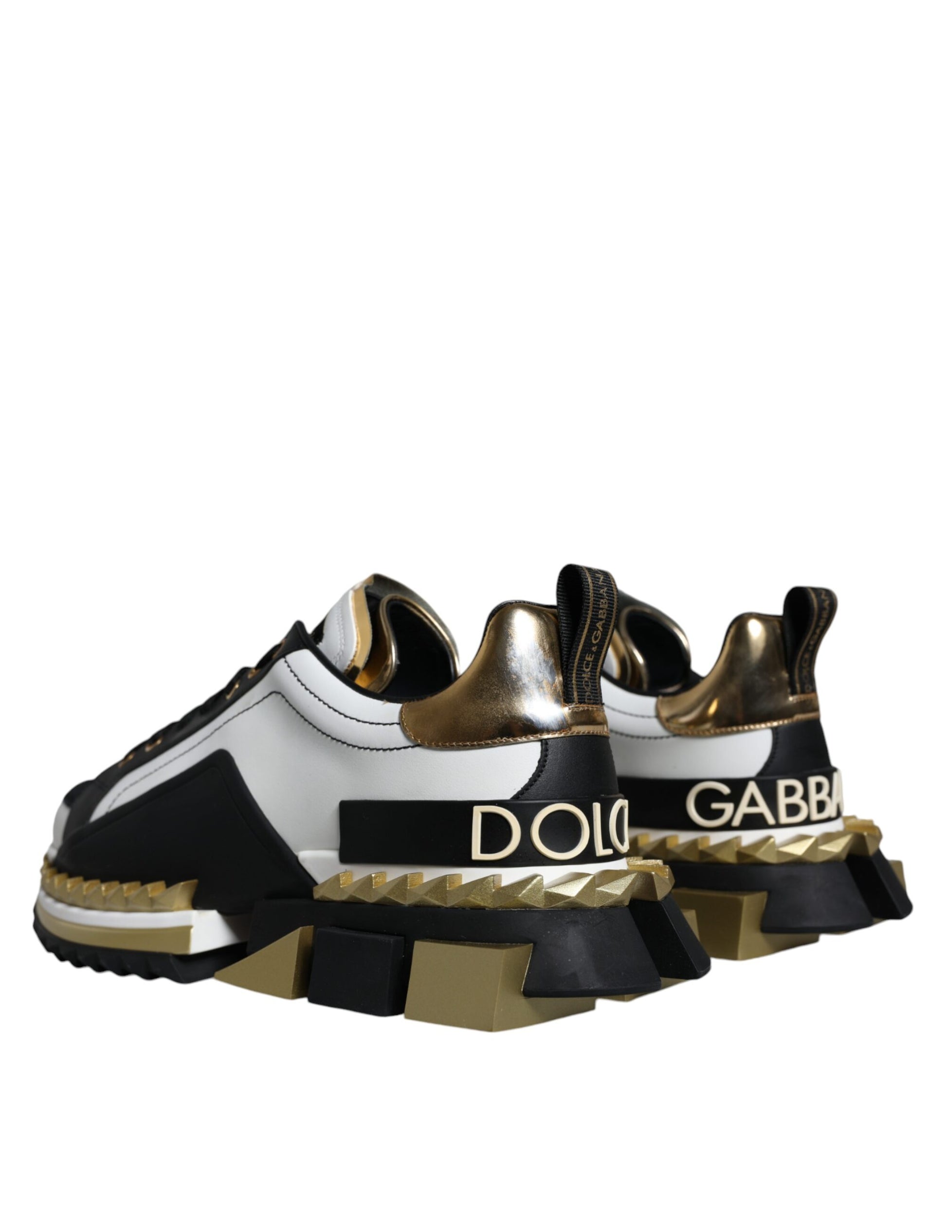 Dolce & Gabbana White Gold Black Leather SUPER KING Sneakers Shoes – EU41/US8 par Dolce & Gabbana | Disponible sur Sandy Store ByNet