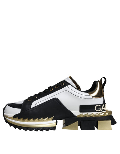 Dolce & Gabbana White Gold Black Leather SUPER KING Sneakers Shoes – EU41/US8 par Dolce & Gabbana | Disponible sur Sandy Store ByNet