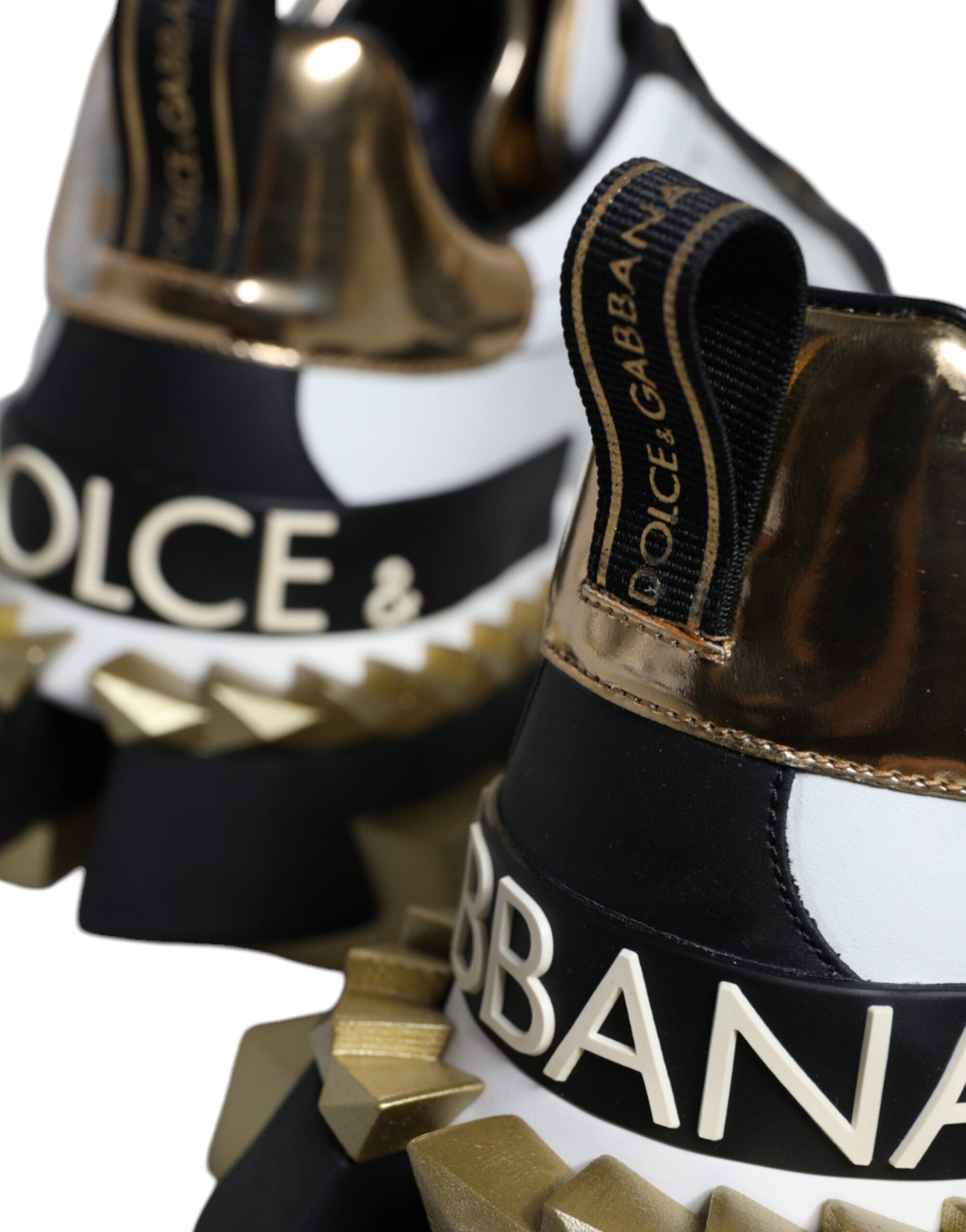 Dolce & Gabbana White Gold Black Leather SUPER KING Sneakers Shoes – EU41/US8 par Dolce & Gabbana | Disponible sur Sandy Store ByNet