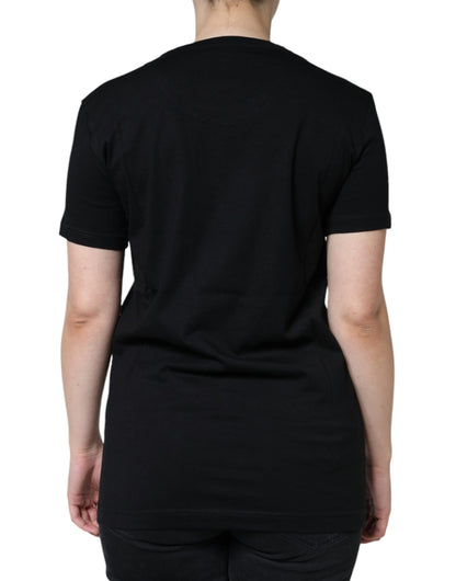 Dolce &amp; Gabbana Camiseta de manga corta con cuello redondo de algodón negro