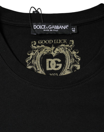 Dolce &amp; Gabbana Camiseta de manga corta con cuello redondo de algodón negro