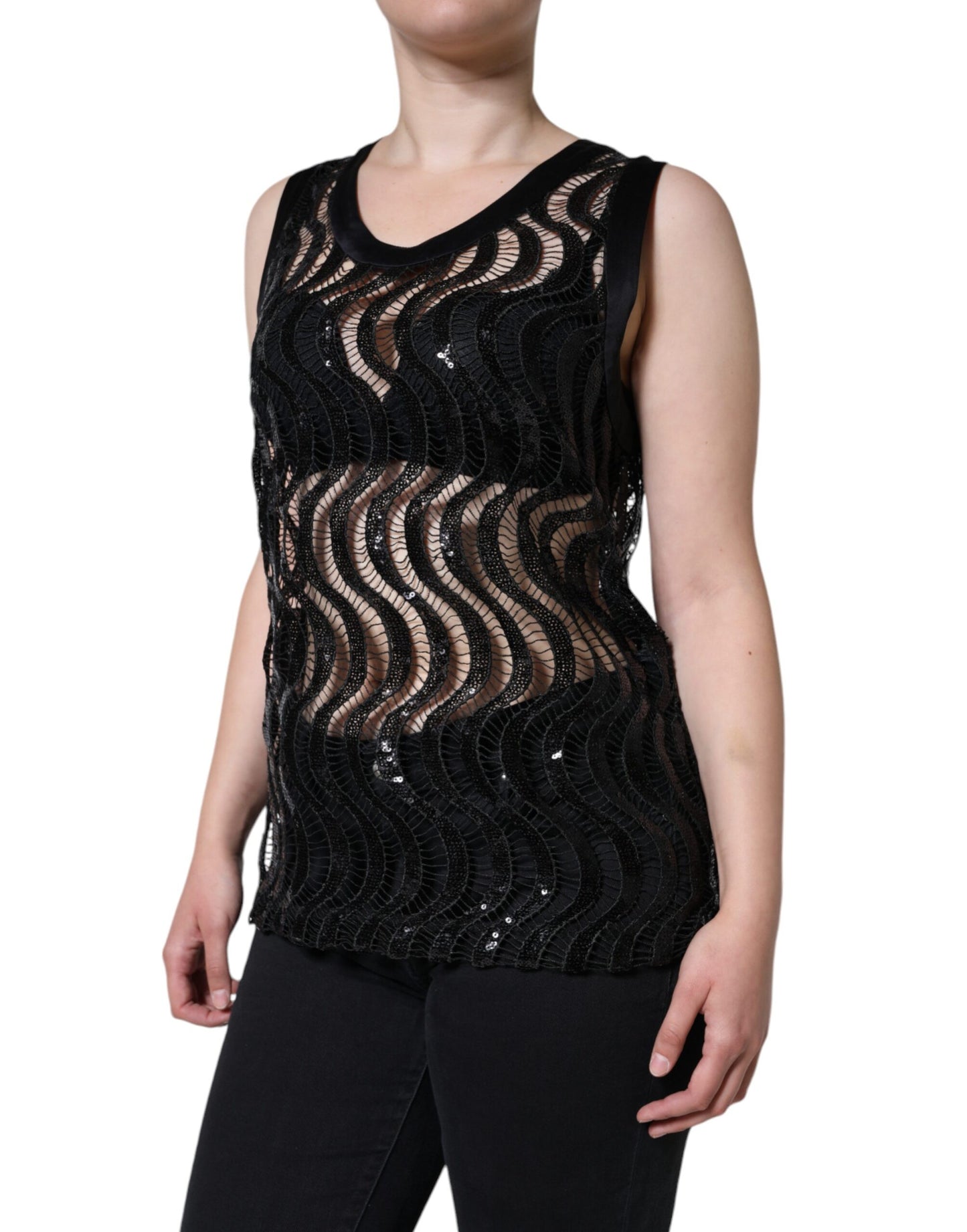 Dolce &amp; Gabbana Blusa sin mangas con lentejuelas negras