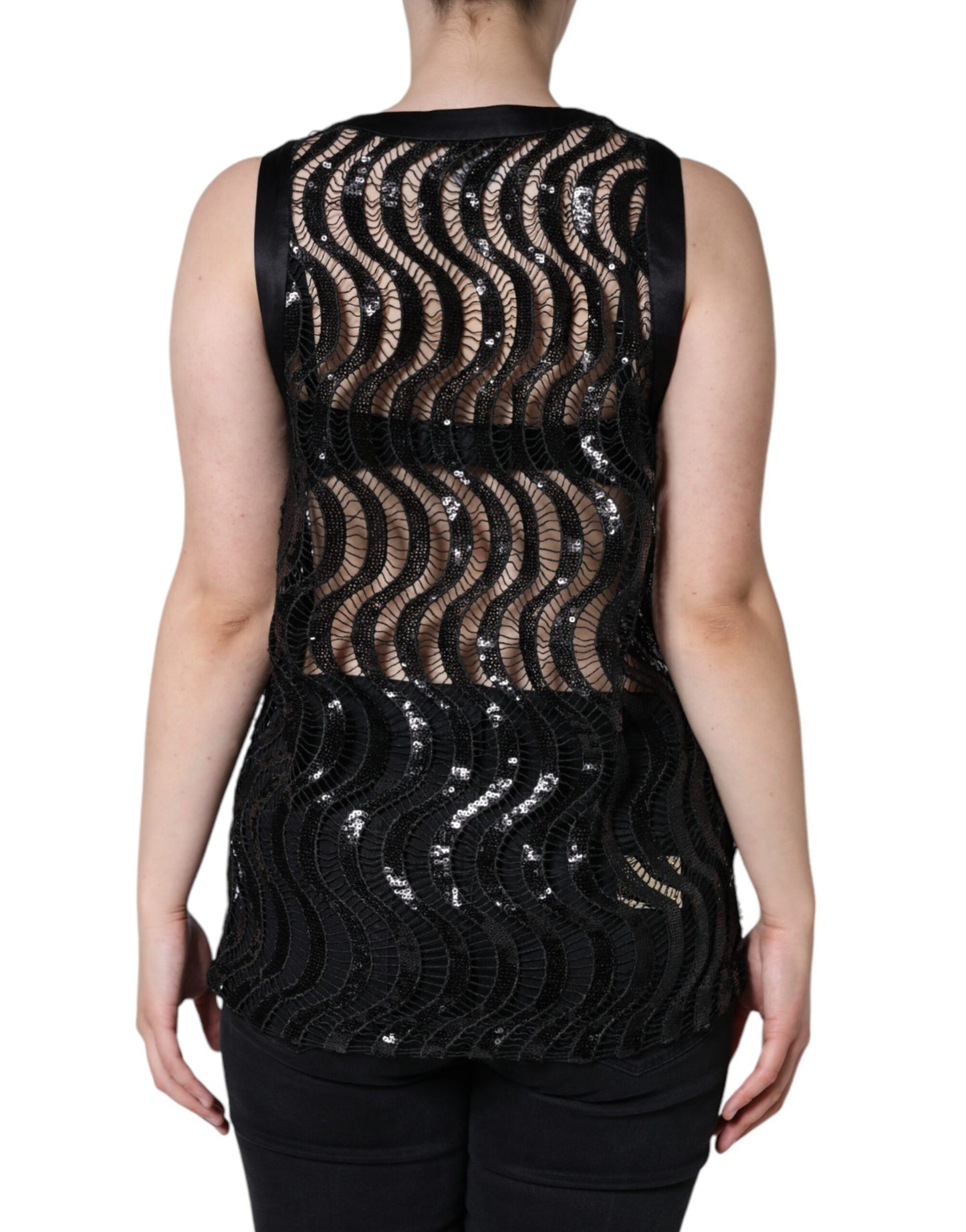 Dolce &amp; Gabbana Blusa sin mangas con lentejuelas negras